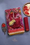 Patan Patola saree with intricately designed maggam work border