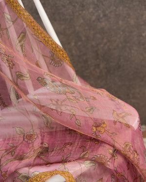 Pure organza saree with beautiful kalamkari prints