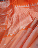 Beautiful peach and orange Venkatagiri pattu saree