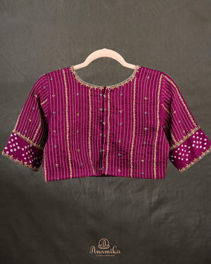 Kalamkari and Bandini fusion on modal silk