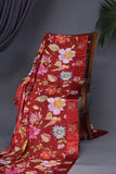 Soft silk floral saree in crimson red