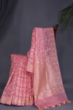 Banarasi Kora Jamdaani in soft blush pink