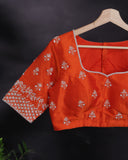 Beautiful peach and orange Venkatagiri pattu saree