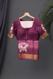 Pure mysore crepe silk saree with floral appliq work
