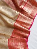 Gold Tissue Banarasi saree with a red border