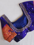 Pure Paithani silk Blouse in Royal Blue