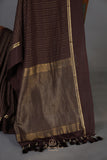 Rich chocolate brown shade mysore crepe silk saree