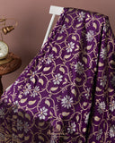 Purple Banarasi Saree with gold and silver weaving