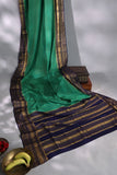 Gorgeous Mysore Silk Saree in green with  a contrast blue border