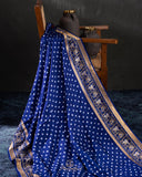 A beautiful blue saree - Bandini Crepe with Patola