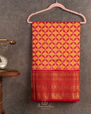 Orange Twill Silk Saree with a beautiful kanchi border