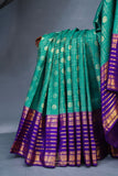 Pure Kanjeevaram saree in green & purple