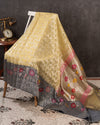 Banarasi Kora in a subtle yellow and grey combo