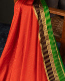 Mysore crepe silk saree in a lovely color combo of orange and brown