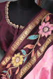 Timeless Gadwal saree with floral appliqué work