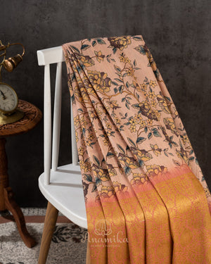Digital Kalamkari Handloom Tussar with Kanchi Border