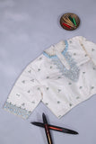 Elegant Crush Tissue saree in pastel blue with a stunning mirror work blouse