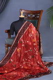 A beautiful floral Tusser Georgette - Rust Orange