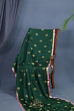 Mysore crepe silk saree in a beautiful shade of emerald green