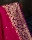 Rawsilk saree in magenta with plum border