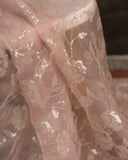 Peach pure organza saree with all over work