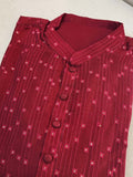 Maroon kurta with beautiful thread work and sequins