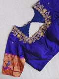 Pure Paithani silk Blouse in Royal Blue