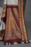 Gadwal Pattu saree in grey and brown