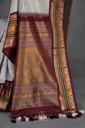 Gadwal Pattu saree in grey and brown