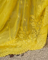 Lovely yellow Georgette saree with beautiful scalloped Chikankari border