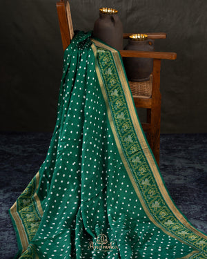A beautiful green saree - Bandini Crepe with Patola