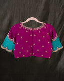 Mysore crepe silk saree in a lovely color combo of teal and magenta