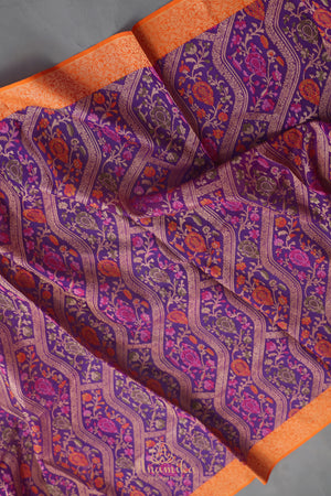 A stunning Banarasi Kora Jamdaani saree in purple