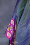 Blue and purple kanjeevaram with floral applique border