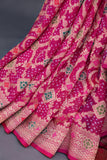 Pink Banarasi Georgette saree with a stunning work blouse