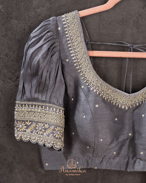 Banarasi Kora in a subtle yellow and grey combo