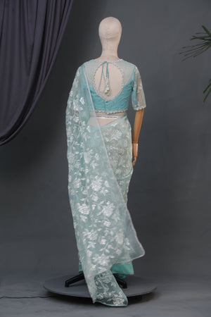 Light blue organza saree - cocktail Edit