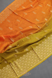 Soft crepe silk sarees in dual shades with designer blouses