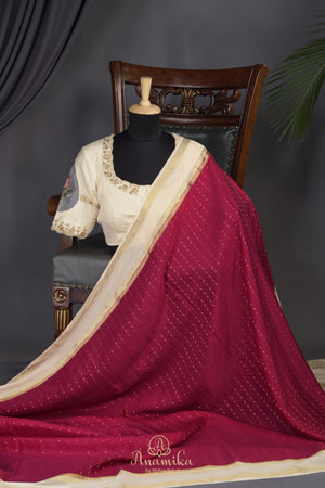 Stunning mysore crepe silk saree in magenta