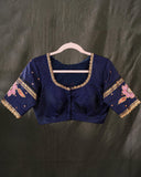 Deep orange Gadwal saree with handcrafted kalamkari appliqué work Border