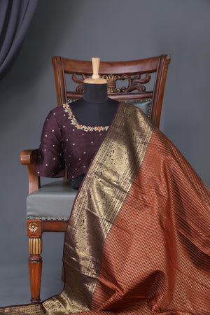 Kanjeevaram Saree in Plum with burnt orange combo