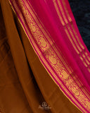 Mysore crepe silk saree in a lovely color combo of earthy brown and magenta