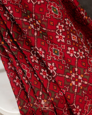 Patola pure silk saree in red with intricate weaving