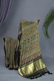 Ajrak on modal silk with all one hand work on saree