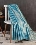 Stunning Copper Sulphate blue Kanjeevaram Tissue saree