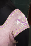 A dreamy floral organza in beautiful shades of dusty rose pink