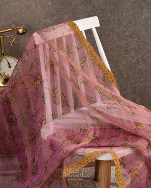 Pure organza saree with beautiful kalamkari prints