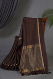 Rich chocolate brown shade mysore crepe silk saree