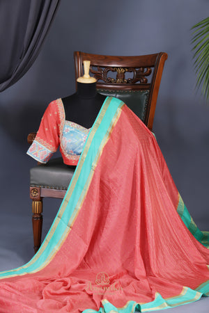 Stunning mysore crepe silk saree in a lovely combo