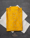 Yellow Kurta with all over Zari embroidered buttas